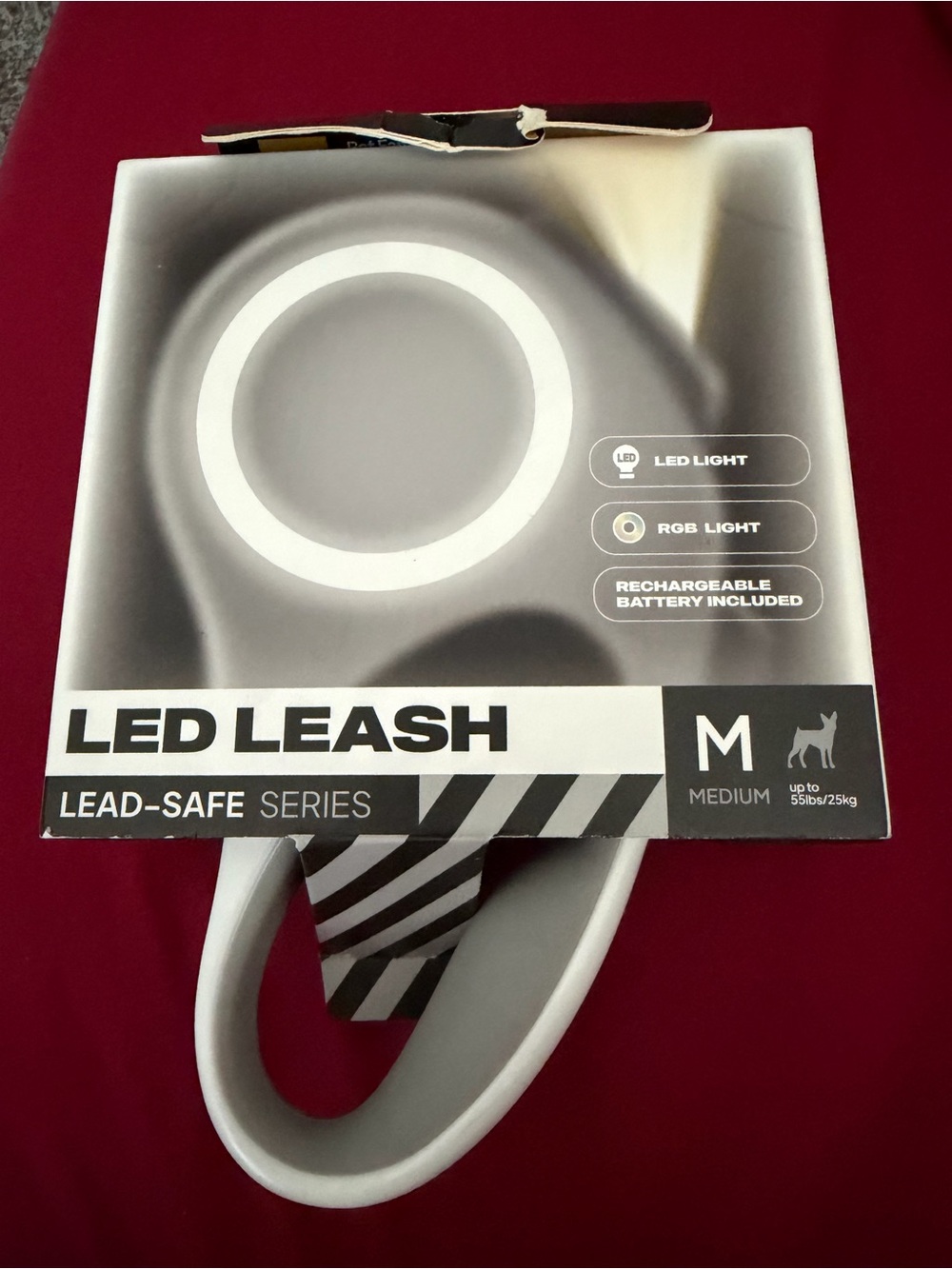 New! FIDA LED Lighted Retractable Dog Leash Sz M